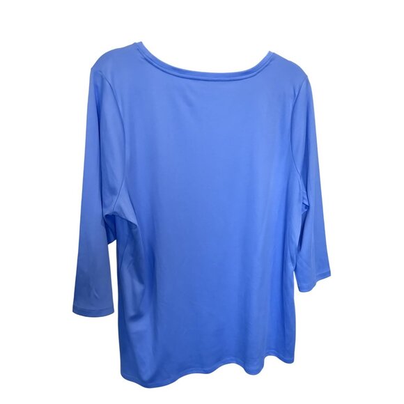 NWT L.L.Bean Supima Cotton Blue 3/4 Sleeve Tee‎ 1X Casual Basic - Picture 4 of 7